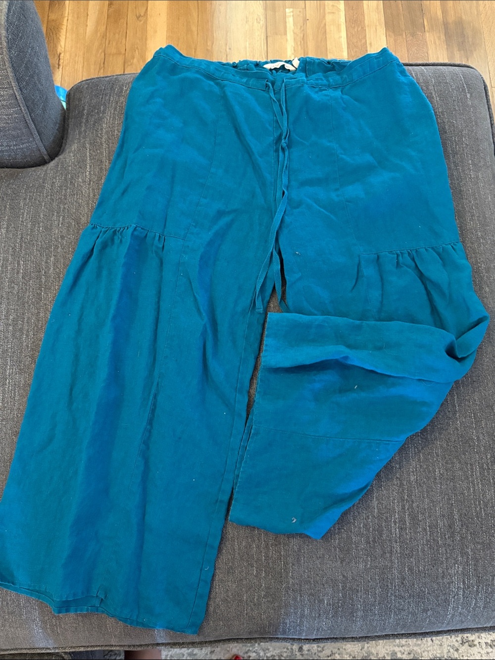 Soft Surroundings Teal Wide-Leg Tiered Pants